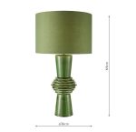 Lagle Table Lamp Green Ceramic & Antique Brass With Shade - Image 6