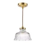 Maude Pendant Natural Brass & Ribbed Glass