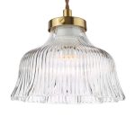 Maude Pendant Natural Brass & Ribbed Glass - Image 3