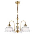 Maude 3lt Armed Pendant Natural Brass & Ribbed Glass