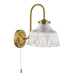 Maude Wall Light Natural Brass & Ribbed Glass