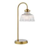 Maude Table Lamp Natural Brass & Ribbed Glass