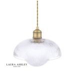 Laura Ashley Billham Pendant Matt Antique Brass & Ribbed Glass - Image 4