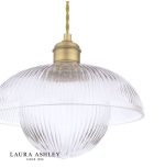 Laura Ashley Billham Pendant Matt Antique Brass & Ribbed Glass - Image 5