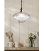 Laura Ashley Billham Pendant Matt Antique Brass & Ribbed Glass - Image 6
