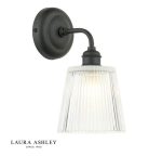 Laura Ashley Callaghan Wall Light Matt Black & Ribbed Glass