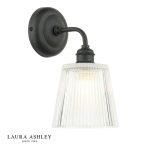 Laura Ashley Callaghan Wall Light Matt Black & Ribbed Glass