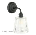 Laura Ashley Callaghan Wall Light Matt Black & Ribbed Glass - Image 2