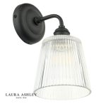 Laura Ashley Callaghan Wall Light Matt Black & Ribbed Glass - Image 3