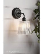 Laura Ashley Callaghan Wall Light Matt Black & Ribbed Glass - Image 4