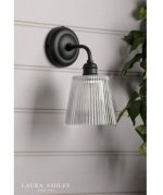 Laura Ashley Callaghan Wall Light Matt Black & Ribbed Glass - Image 5
