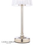 Laura Ashley Callaghan Rechargeable Table Lamp Polished Nickel & Ribbed Glass - Image 3