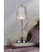 Laura Ashley Callaghan Rechargeable Table Lamp Polished Nickel & Ribbed Glass - Image 5
