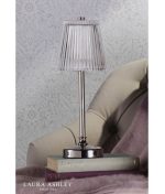 Laura Ashley Callaghan Rechargeable Table Lamp Polished Nickel & Ribbed Glass - Image 6