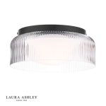 Laura Ashley Charissa Ceiling Light Matt Black & Ribbed Glass