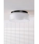 Laura Ashley Charissa Ceiling Light Matt Black & Ribbed Glass - Image 6