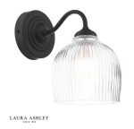 Laura Ashley Charissa Wall Light Matt Black & Ribbed Glass
