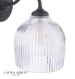 Laura Ashley Charissa Wall Light Matt Black & Ribbed Glass - Image 2