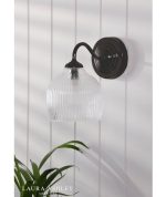 Laura Ashley Charissa Wall Light Matt Black & Ribbed Glass - Image 5