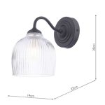 Laura Ashley Charissa Wall Light Matt Black & Ribbed Glass - Image 7