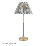 Laura Ashley Denwick Table Lamp Matt Antique Brass & Satin Green With Shade