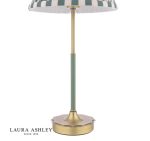 Laura Ashley Denwick Table Lamp Matt Antique Brass & Satin Green With Shade - Image 3