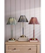 Laura Ashley Denwick Table Lamp Matt Antique Brass & Satin Blue With Shade - Image 8