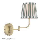 Laura Ashley Denwick Wall Light Matt Antique Brass With Satin Green Shade
