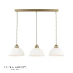 Laura Ashley Durford 3lt Bar Pendant Matt Antique Brass & White Ceramic