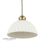 Laura Ashley Durford 3lt Bar Pendant Matt Antique Brass & White Ceramic - Image 3
