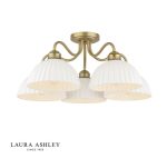 Laura Ashley Durford 5lt Semi-Flush Matt Antique Brass & White Ceramic