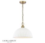 Laura Ashley Durford Large Pendant Matt Antique Brass & White