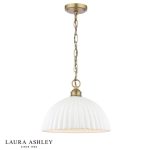 Laura Ashley Durford Large Pendant Matt Antique Brass & White
