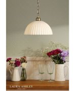 Laura Ashley Durford Large Pendant Matt Antique Brass & White - Image 5
