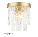 Laura Ashley Durnsford Wall Light Matt Antique Brass & Textured Glass