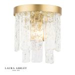 Laura Ashley Durnsford Wall Light Matt Antique Brass & Textured Glass