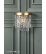 Laura Ashley Durnsford Wall Light Matt Antique Brass & Textured Glass - Image 6
