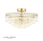 Laura Ashley Enid 5lt Semi-Flush Faceted Glass & Matt Antique Brass
