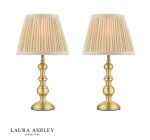 Laura Ashley Ezra Table Lamp Matt Antique Brass With Shade (Twin Pack)