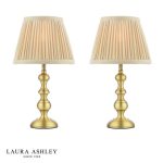 Laura Ashley Ezra Table Lamp Matt Antique Brass With Shade (Twin Pack)
