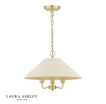 Laura Ashley Harland 3lt Pendant Matt Antique Brass With Shade
