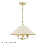 Laura Ashley Harland 3lt Pendant Matt Antique Brass With Shade