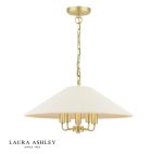 Laura Ashley Harland 5lt Pendant Matt Antique Brass With Shade
