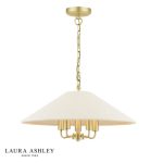 Laura Ashley Harland 5lt Pendant Matt Antique Brass With Shade