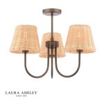 Laura Ashley Hasfield 3lt Semi-Flush Satin Bronze With Shade