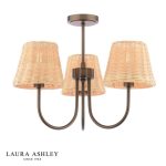 Laura Ashley Hasfield 3lt Semi-Flush Satin Bronze With Shade