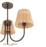 Laura Ashley Hasfield 3lt Semi-Flush Satin Bronze With Shade - Image 3