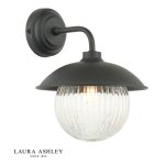 Laura Ashley Hatton Outdoor Wall Light Matt Black & Ribbed Glass
