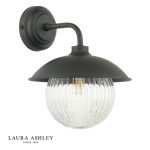 Laura Ashley Hatton Outdoor Wall Light Matt Black & Ribbed Glass - Image 2