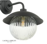 Laura Ashley Hatton Outdoor Wall Light Matt Black & Ribbed Glass - Image 4